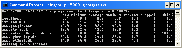 Ping' em pinging 7 targets with 15 second intervals